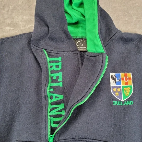 Live For Rugby Ireland Hoodie Navy Blue Quarter Zip Pullover Mens Small - Picture 1 of 6